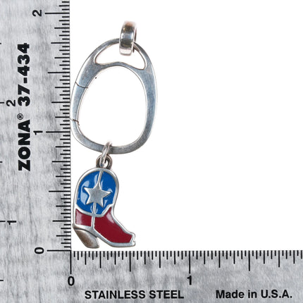 Retired James Avery Enamel Boot w/ Mauritius charm holder sterling silver - Estate Fresh Austin