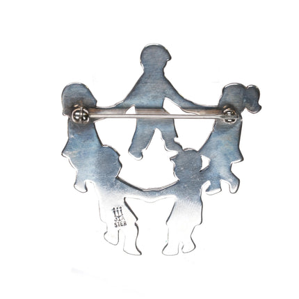 Retired James Avery Children playing ring around circle pin sterling silver - Estate Fresh Austin