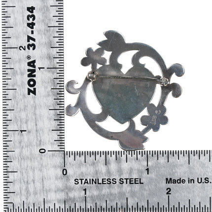Retired James Avery Heart with flowers pin sterling silver - Estate Fresh Austin