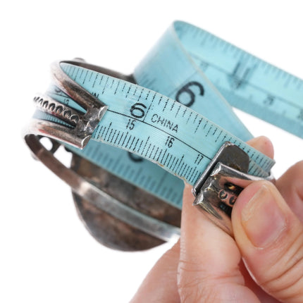 6.75" Vintage Navajo silver cuff bracelet w/large turquoise - Estate Fresh Austin