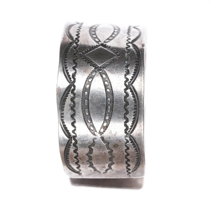 6.5" 30's-40's Navajo silver nicely stamped cuff bracelet - Estate Fresh Austin