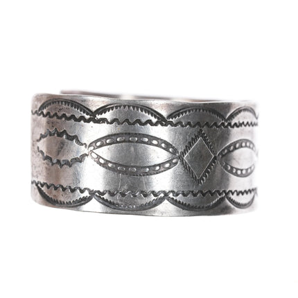 6.5" 30's-40's Navajo silver nicely stamped cuff bracelet - Estate Fresh Austin