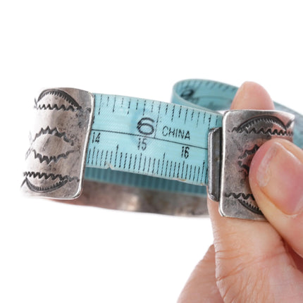 6.5" 30's-40's Navajo silver nicely stamped cuff bracelet - Estate Fresh Austin