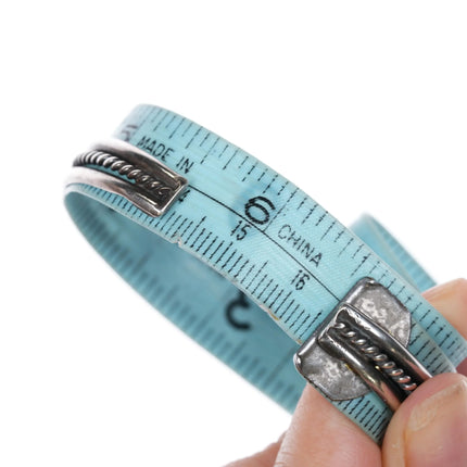 6.5" c1950's Bisbee Turquoise Navajo silver row cuff bracelet - Estate Fresh Austin