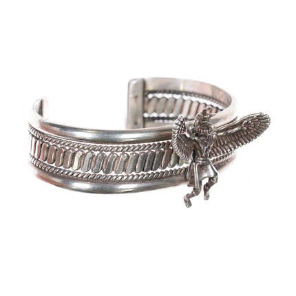 6.25" Vintage Tahe Navajo sterling eagle dancer cuff bracelet - Estate Fresh Austin