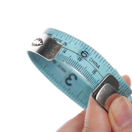 6.5" Vintage Navajo stamped silver multi-stone row cuff bracelet - Estate Fresh Austin