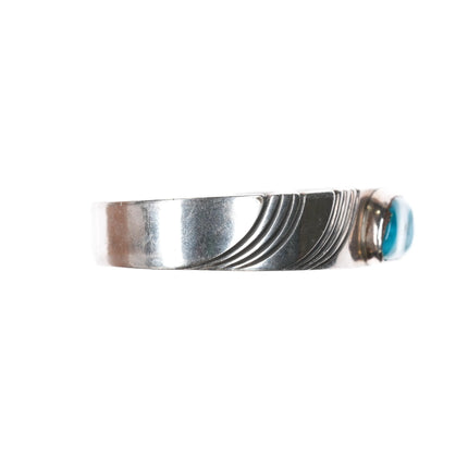 6.12" Blue Gem Turquoise Steve Yellowhorse Navajo sterling silver cuff bracelet - Estate Fresh Austin