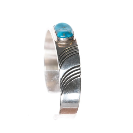 6.12" Blue Gem Turquoise Steve Yellowhorse Navajo sterling silver cuff bracelet - Estate Fresh Austin