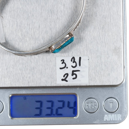 6.12" Blue Gem Turquoise Steve Yellowhorse Navajo sterling silver cuff bracelet - Estate Fresh Austin