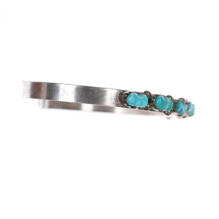 6.12" Vintage Zuni carved turquoise sterling silver cuff bracelet - Estate Fresh Austin