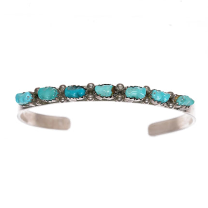 6.12" Vintage Zuni carved turquoise sterling silver cuff bracelet - Estate Fresh Austin
