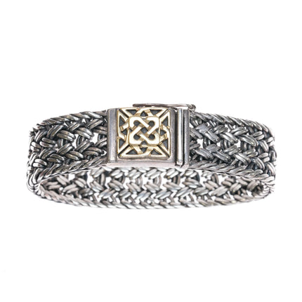 6.12" Retro Helen Chantler Sterling/18k Celtic knot woven link bracelet - Estate Fresh Austin