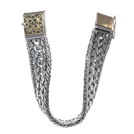 6.12" Retro Helen Chantler Sterling/18k Celtic knot woven link bracelet - Estate Fresh Austin