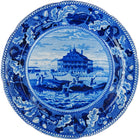 c1830 Nahant Hotel Boston American Historical Staffordshire dark blue plate 8.5