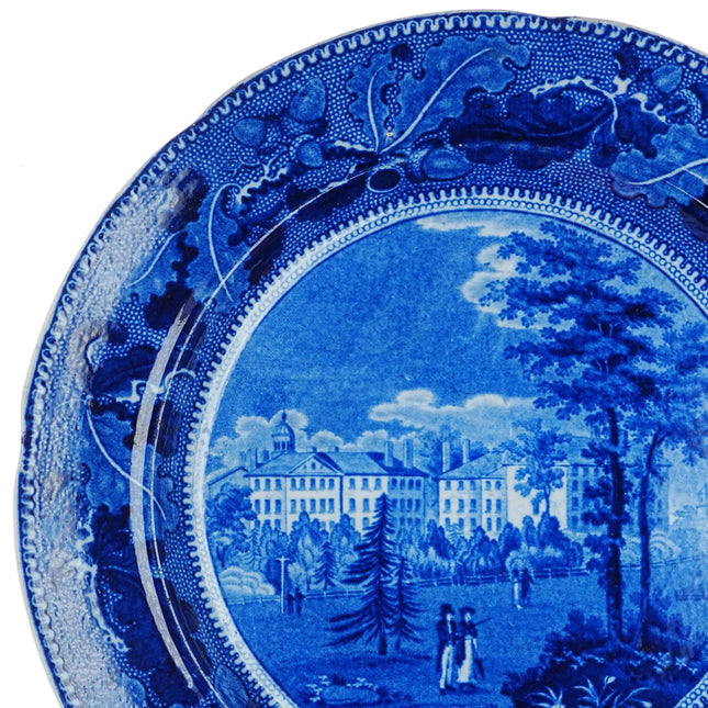 c1830 Harvard College American Historical Staffordshire US dark blue plate 10.25 - Estate Fresh Austin