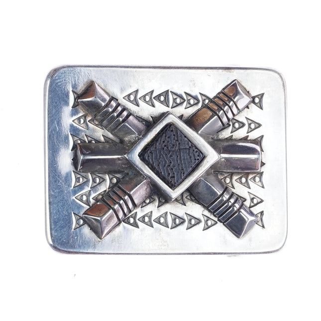 Aaron Peshlakai Navajo Sterling and ironwood belt buckle - Estate Fresh Austin