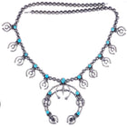 Vintage Navajo Silver squash blossom necklace with Hand mini najas turquoise fancy bead - Estate Fresh Austin