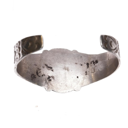 6" 30's-40's Navajo silver and turquoise arrow stamped cuff bracelet - Estate Fresh Austin