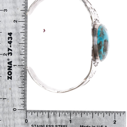 6" 30's-40's Navajo silver and turquoise arrow stamped cuff bracelet - Estate Fresh Austin