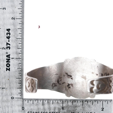 6" 30's-40's Navajo silver and turquoise arrow stamped cuff bracelet - Estate Fresh Austin