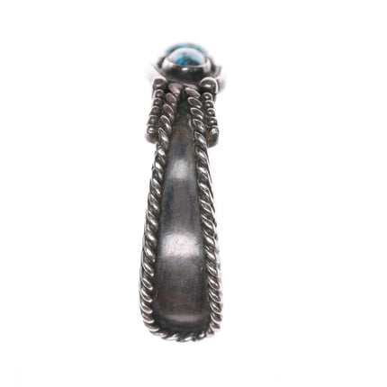 6.5" 1940's Lone Mountain turquoise sterling navajo twisted silver cuff bracelet - Estate Fresh Austin