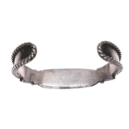 6.5" 1940's Lone Mountain turquoise sterling navajo twisted silver cuff bracelet - Estate Fresh Austin