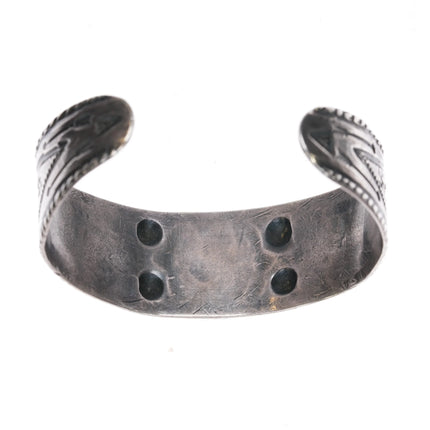 7" 1930's Navajo Fred Harvey Whirling Logs Snakes green turquoise cuff bracelet