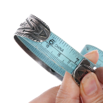 7" 1930's Navajo Fred Harvey Whirling Logs Snakes green turquoise cuff bracelet