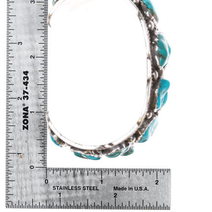 7.375" Johnson Yazzie Navajo 70's Sterling turquoise nugget cuff bracelet - Estate Fresh Austin