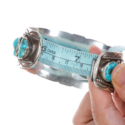 7.375" Johnson Yazzie Navajo 70's Sterling turquoise nugget cuff bracelet - Estate Fresh Austin