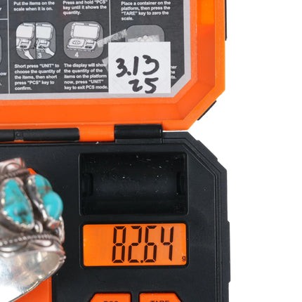 7.375" Johnson Yazzie Navajo 70's Sterling turquoise nugget cuff bracelet - Estate Fresh Austin