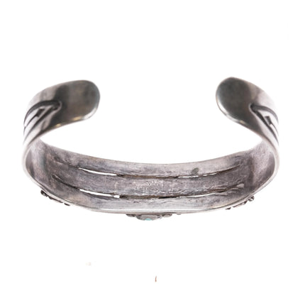 6" 30's-40's Navajo silver 3 stone nicely stamped cuff bracelet - Estate Fresh Austin