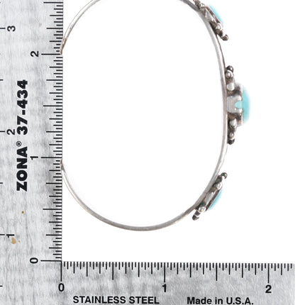 6" 30's-40's Navajo silver 3 stone nicely stamped cuff bracelet - Estate Fresh Austin