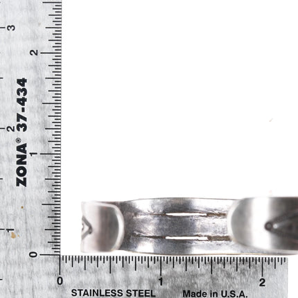6" 30's-40's Navajo silver 3 stone nicely stamped cuff bracelet - Estate Fresh Austin