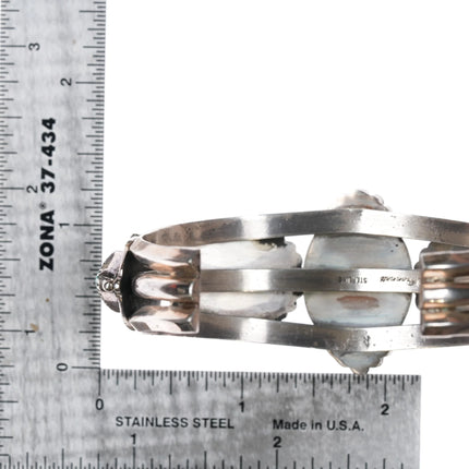 6.625" Ray Bennett Navajo Sterling and turquoise 5 stone cuff bracelet - Estate Fresh Austin