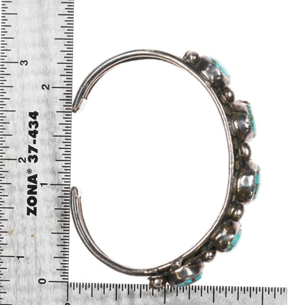 5.75" c1930's Navajo ingot silver Indian Mountain turquoise row cuff bracelet - Estate Fresh Austin