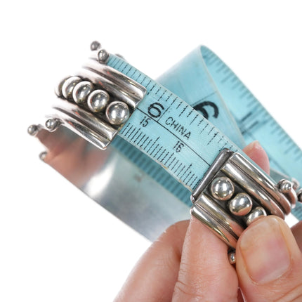 6.625" Billy Betoney Navajo silver modernist Kingman turquoise row cuff bracelet - Estate Fresh Austin