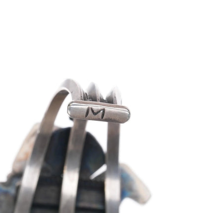 6.25" Henry Morgan Navajo sterling vintage Zuni inlay dancer cuff bracelet - Estate Fresh Austin