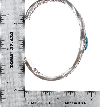 6" Tufa cast silver cuff bracelet with spiderweb turquoise - Estate Fresh Austin