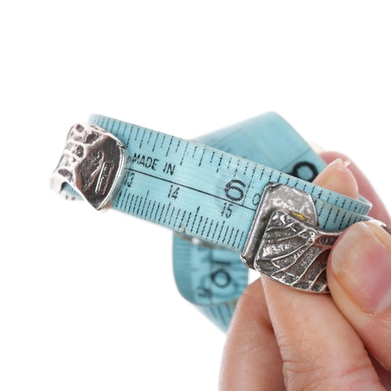 6" Tufa cast silver cuff bracelet with spiderweb turquoise - Estate Fresh Austin