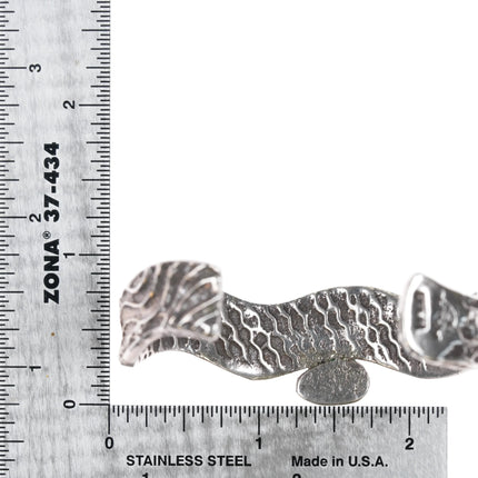 6" Tufa cast silver cuff bracelet with spiderweb turquoise - Estate Fresh Austin