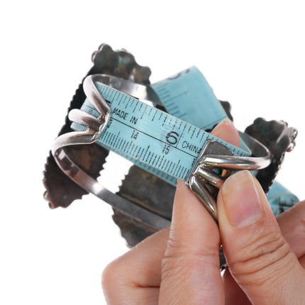 6.25" Vintage Zuni large silver three row channel inlay cuff bracelet - Estate Fresh Austin