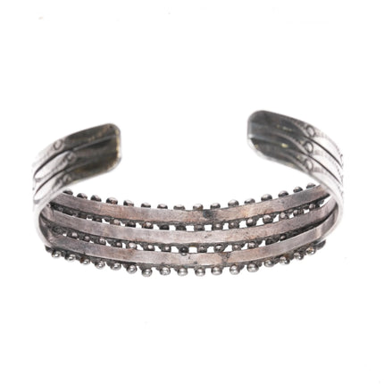 6" three row 30's-40's Zuni silver snake eye turquoise cuff bracelet - Estate Fresh Austin