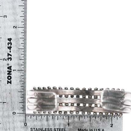 6" three row 30's-40's Zuni silver snake eye turquoise cuff bracelet - Estate Fresh Austin