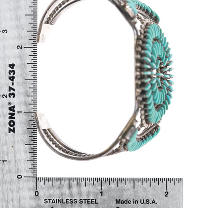 6.5" Bellson Zuni sterling Needlepoint turquoise cuff bracelet - Estate Fresh Austin