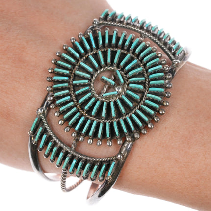 6.5" Bellson Zuni sterling Needlepoint turquoise cuff bracelet - Estate Fresh Austin