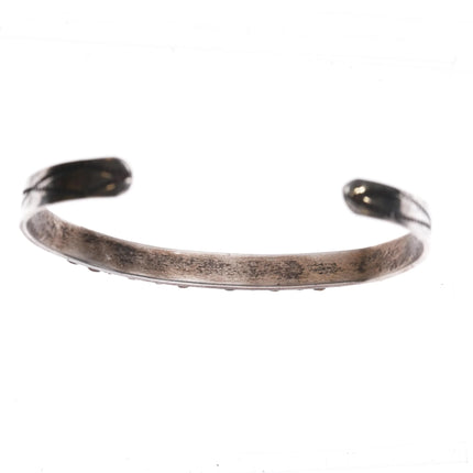 6.5" 30's-40's Zuni sterling and turquoise slim stacker row cuff bracelet - Estate Fresh Austin