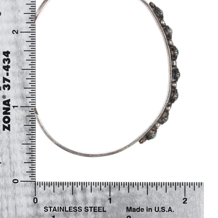 6.5" 30's-40's Zuni sterling and turquoise slim stacker row cuff bracelet - Estate Fresh Austin