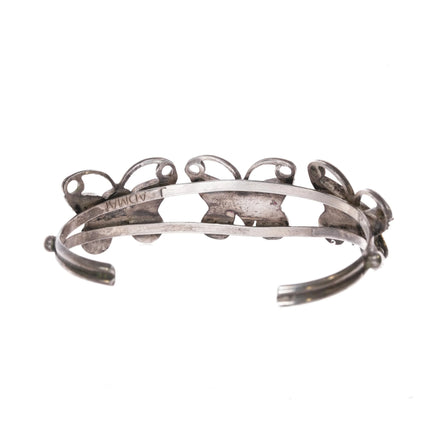 6.625" Julia Cadman Navajo silver Zuni style butterfly cuff bracelet - Estate Fresh Austin