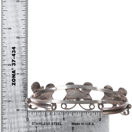 6.625" Julia Cadman Navajo silver Zuni style butterfly cuff bracelet - Estate Fresh Austin